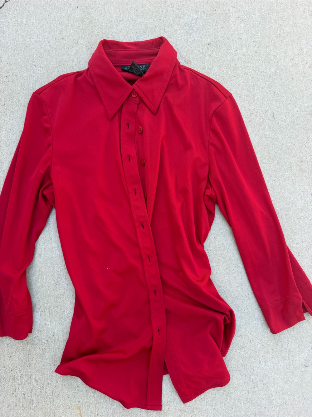 Women’s Red Button-Down Shirt with Classic Collar